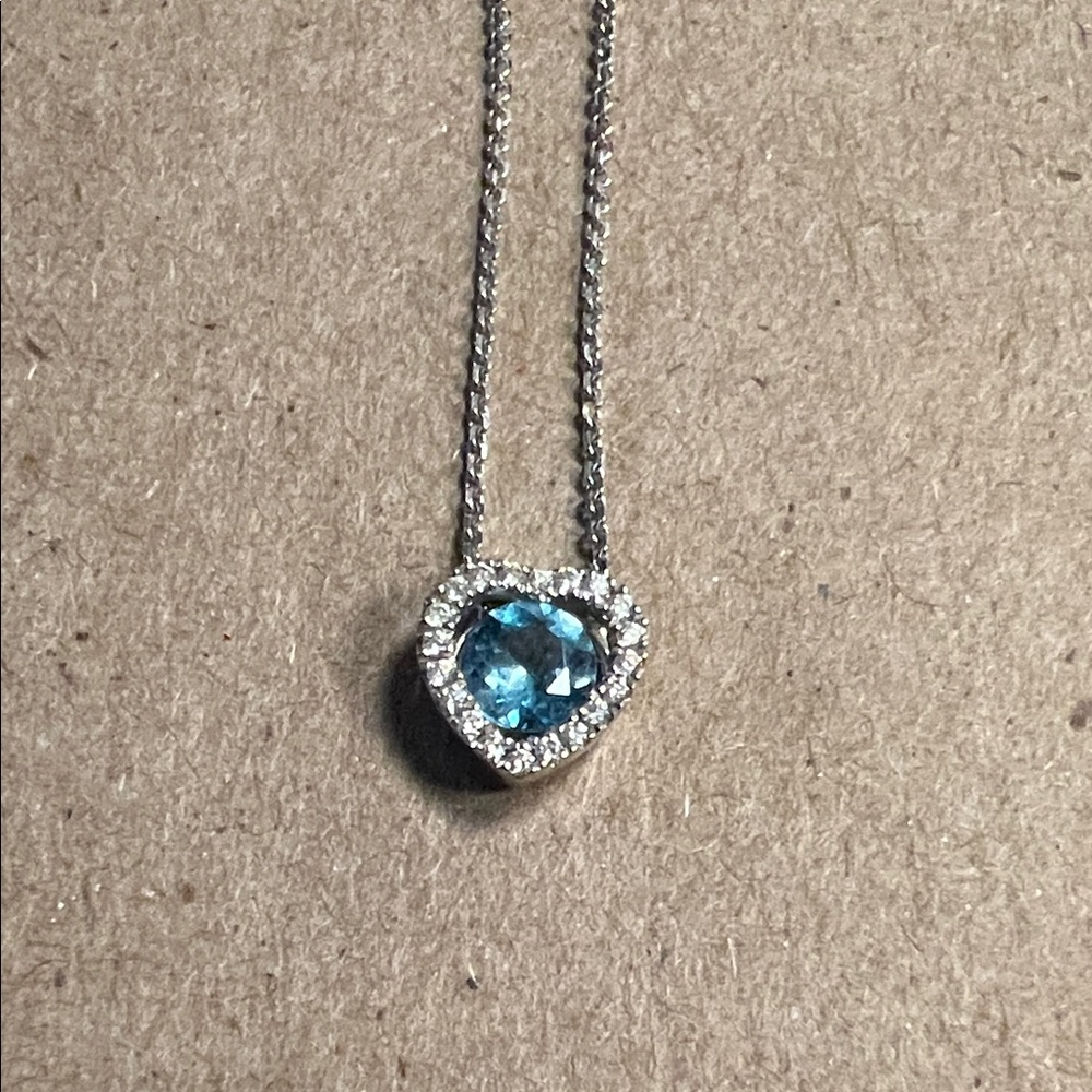 Elegant Silver Heart Necklace with Blue Gemstone